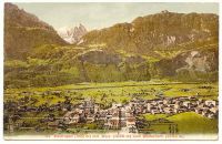 Postkarte mit Meiringen (599m) Motiv - Waldfest 1920